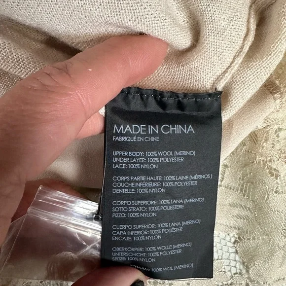 A376 Club Monaco Wool Two layer slip long sleeve top sweater - Picture 9 of 9